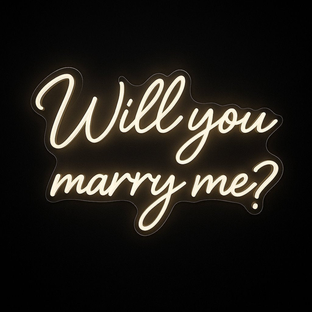 Buy the Will You Marry Me? neon sign – LED on acrylic. Ideal for proposals, engagements, and romantic moments. Bright, elegant and memorable.