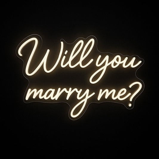Buy the Will You Marry Me? neon sign – LED on acrylic. Ideal for proposals, engagements, and romantic moments. Bright, elegant and memorable.