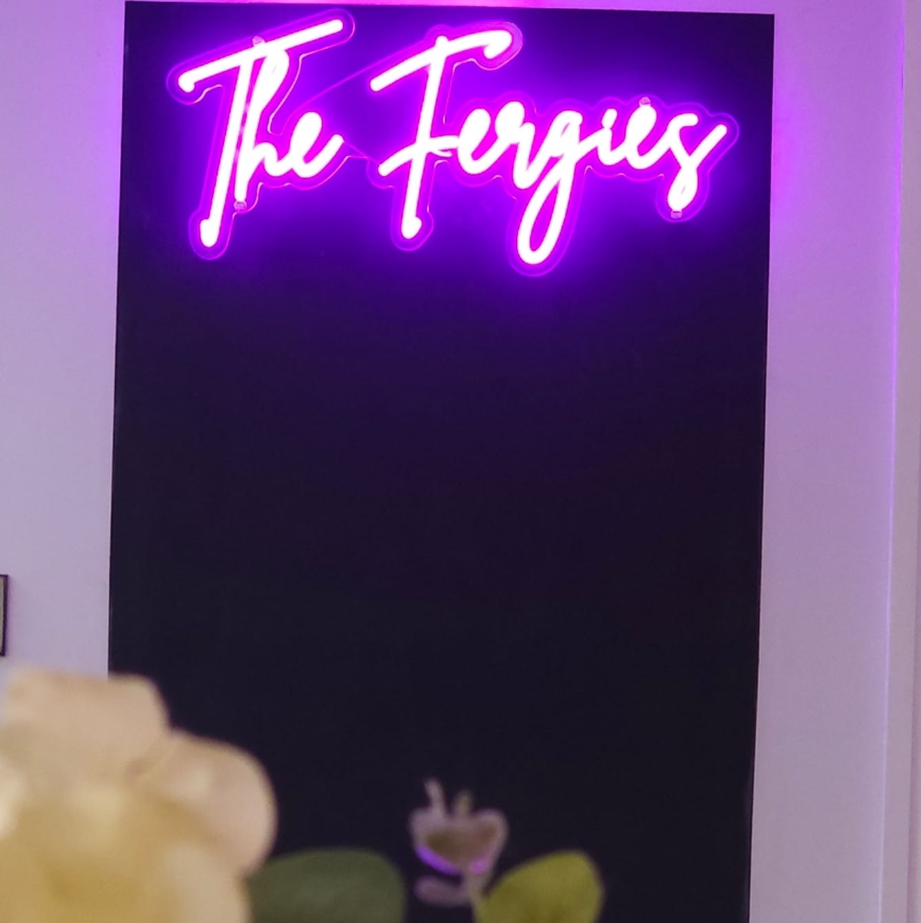 Custom last name wedding neon sign – The Fergies in pink LED, perfect for the big day and as a keepsake at home